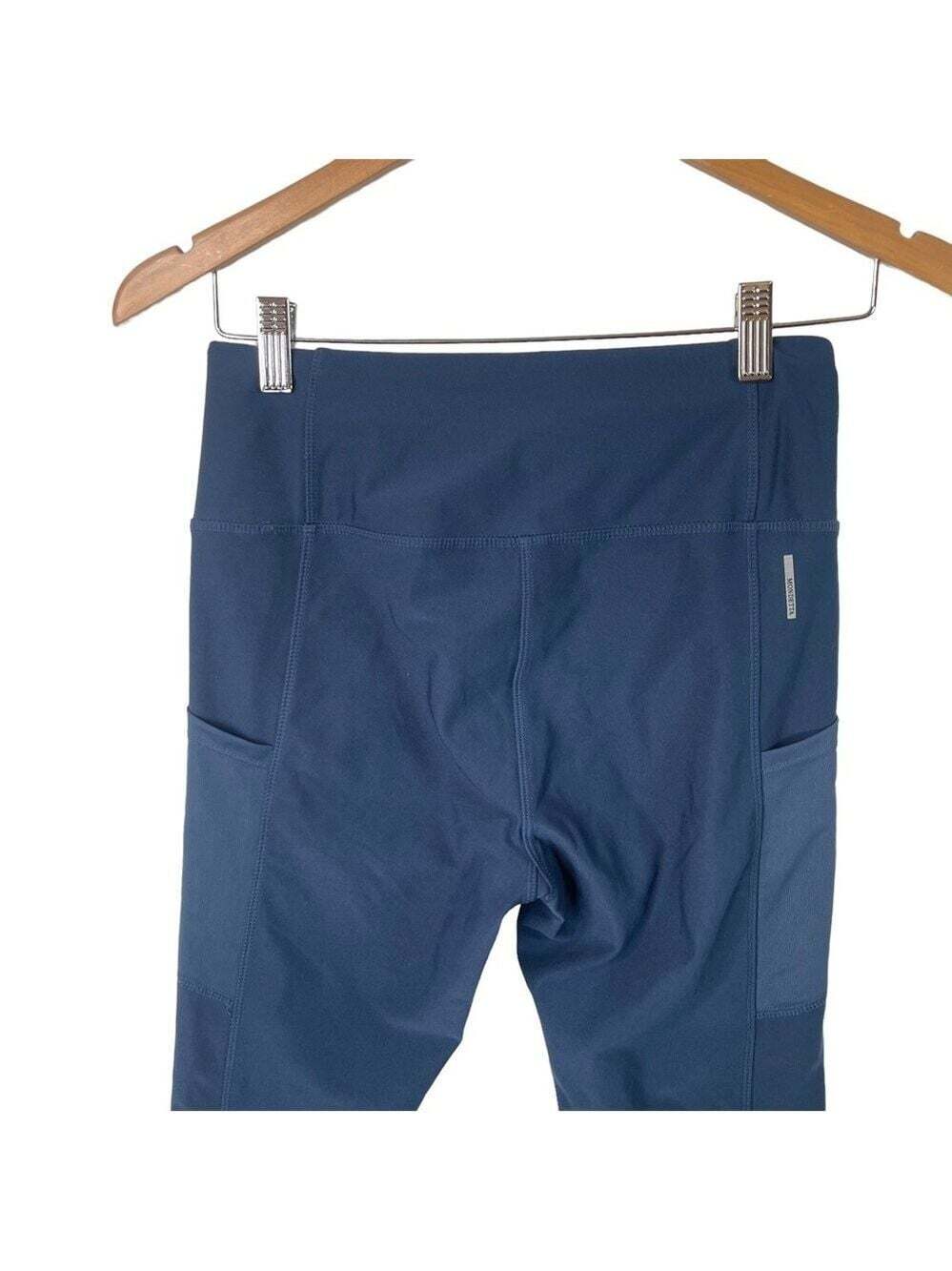 Mondetta Blue Polyester Blend Stretch Skinny Mesh Pockets Yoga Pants Size Small - Picture 10 of 16